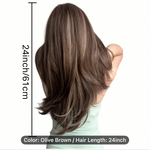 24”   Loose Wave Brown Long Synthetic Fiber Wig, Elegant. - Picture 2 of 4